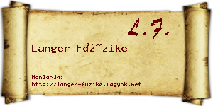 Langer Füzike névjegykártya